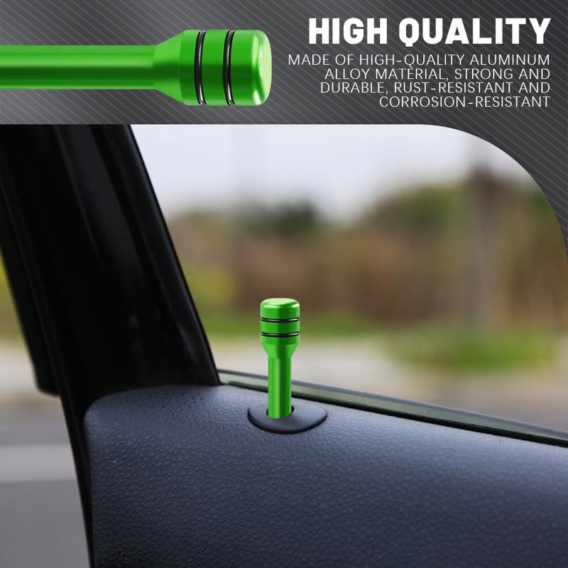 HEVLE 4PCS Car Door Lock Knobs, Vehicle Door Lift Bolt, Aluminum Alloy Doors Lock Cover Decor, 0.47" x 1.93" Automotive Door Lock Switches, Universal Car Accessories Safety Door Lock Pin (Green) - Image 3